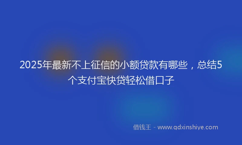 2025年最新不上征信的小额贷款有哪些，总结5个支付宝快贷轻松借口子