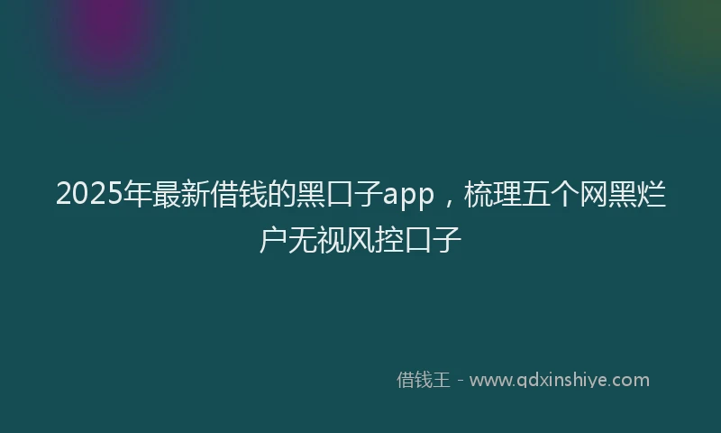 2025年最新借钱的黑口子app，梳理五个网黑烂户无视风控口子