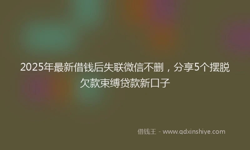 2025年最新借钱后失联微信不删，分享5个摆脱欠款束缚贷款新口子