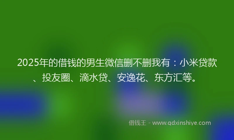 2025年的借钱的男生微信删不删我有：小米贷款、投友圈、滴水贷、安逸花、东方汇等。