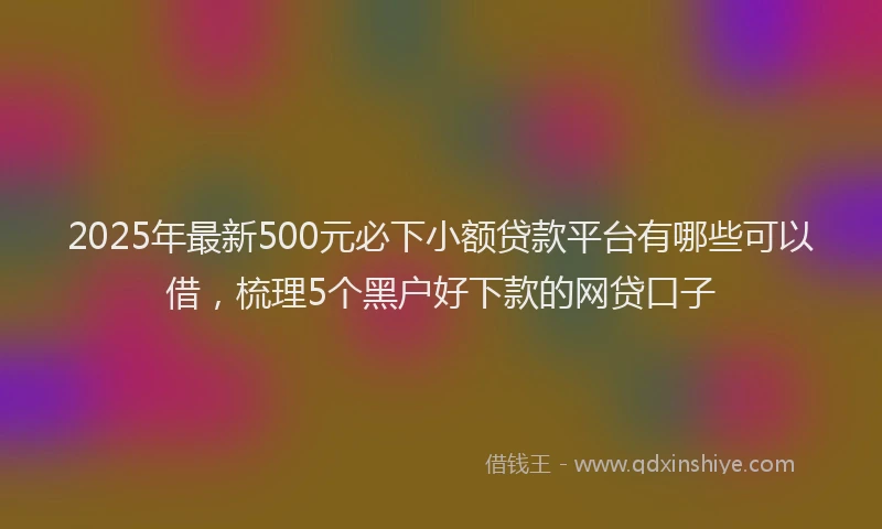 2025年最新500元必下小额贷款平台有哪些可以借，梳理5个黑户好下款的网贷口子