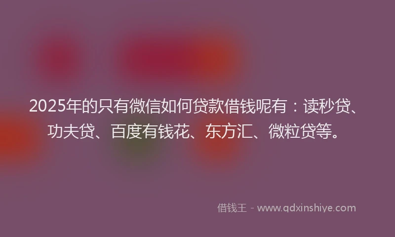 2025年的只有微信如何贷款借钱呢有：读秒贷、功夫贷、百度有钱花、东方汇、微粒贷等。