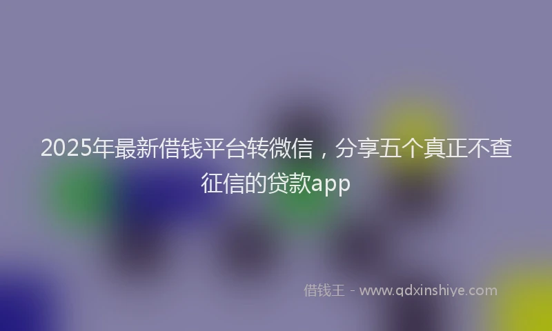 2025年最新借钱平台转微信，分享五个真正不查征信的贷款app