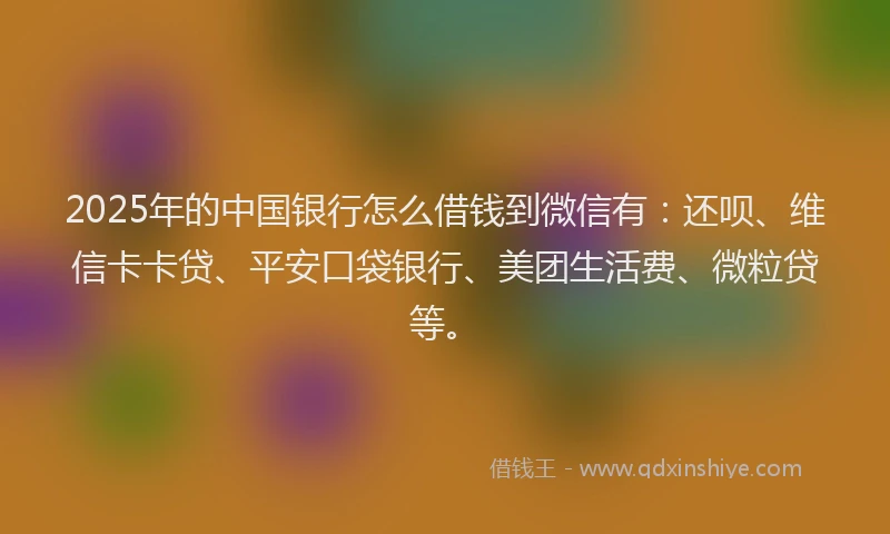 2025年的中国银行怎么借钱到微信有：还呗、维信卡卡贷、平安口袋银行、美团生活费、微粒贷等。
