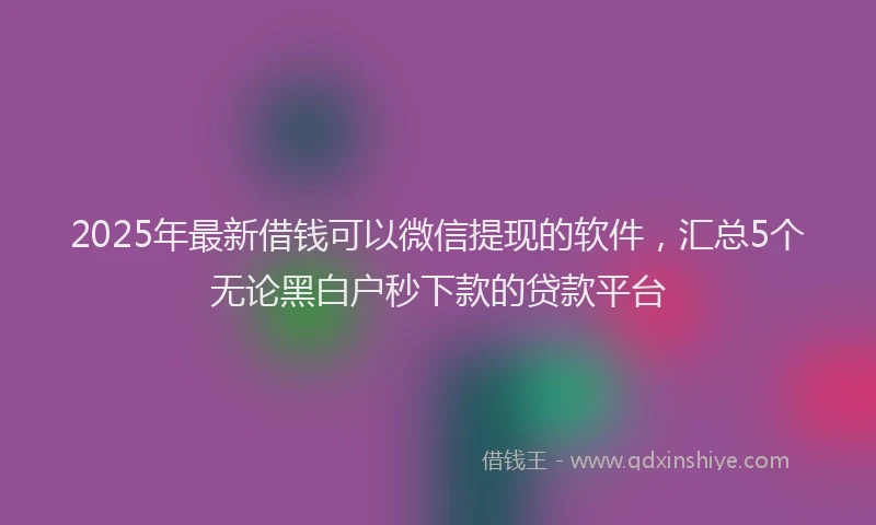 2025年最新借钱可以微信提现的软件，汇总5个无论黑白户秒下款的贷款平台