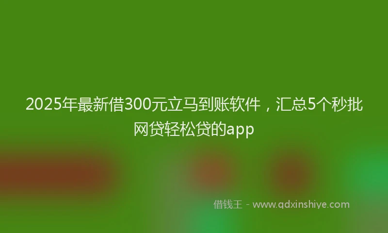 2025年最新借300元立马到账软件，汇总5个秒批网贷轻松贷的app