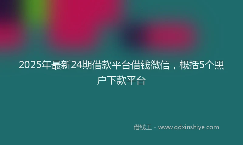 2025年最新24期借款平台借钱微信，概括5个黑户下款平台