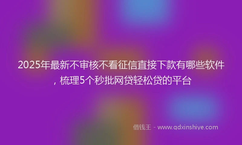 2025年最新不审核不看征信直接下款有哪些软件，梳理5个秒批网贷轻松贷的平台