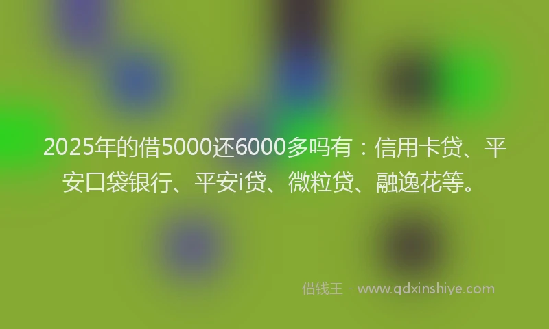 2025年的借5000还6000多吗有：信用卡贷、平安口袋银行、平安i贷、微粒贷、融逸花等。
