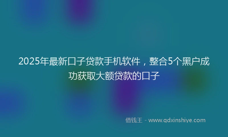 2025年最新口子贷款手机软件，整合5个黑户成功获取大额贷款的口子