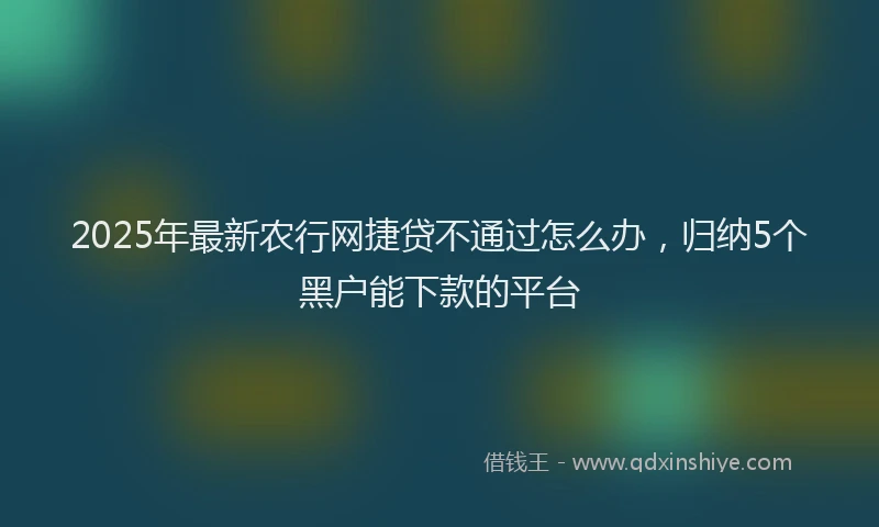 2025年最新农行网捷贷不通过怎么办，归纳5个黑户能下款的平台