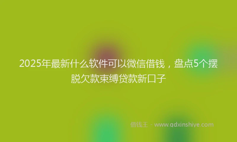 2025年最新什么软件可以微信借钱，盘点5个摆脱欠款束缚贷款新口子