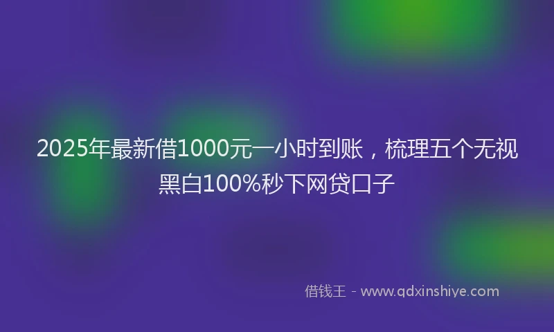 2025年最新借1000元一小时到账，梳理五个无视黑白100%秒下网贷口子