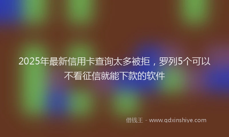 2025年最新信用卡查询太多被拒，罗列5个可以不看征信就能下款的软件