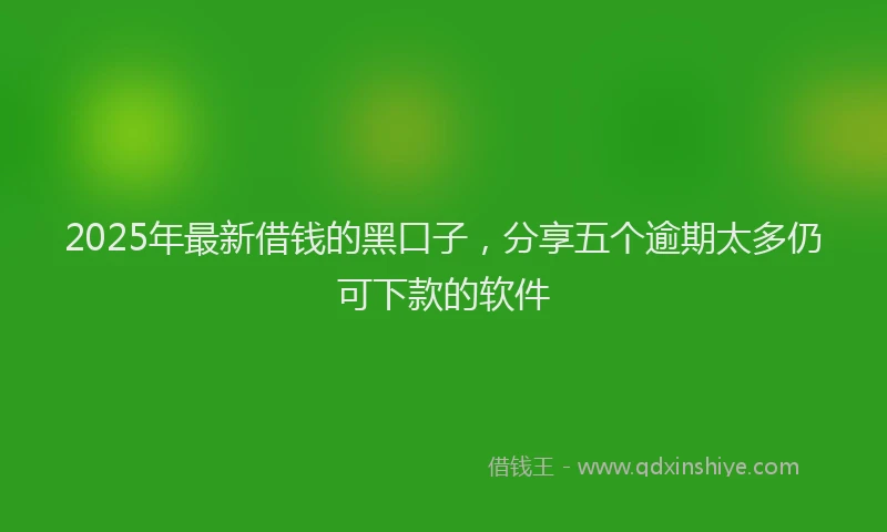 2025年最新借钱的黑口子，分享五个逾期太多仍可下款的软件