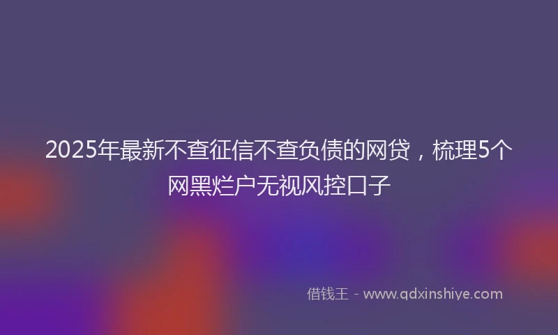 2025年最新不查征信不查负债的网贷，梳理5个网黑烂户无视风控口子