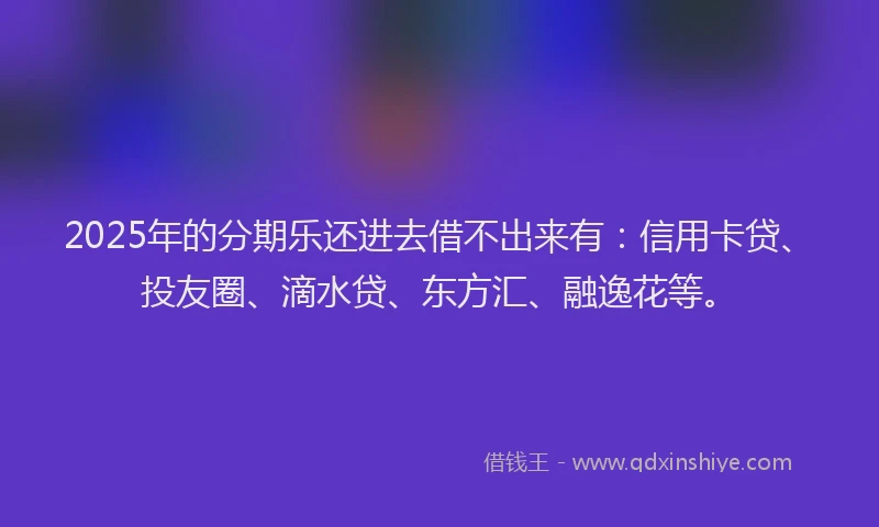 2025年的分期乐还进去借不出来有：信用卡贷、投友圈、滴水贷、东方汇、融逸花等。