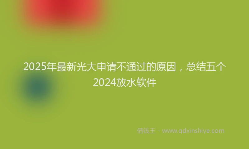 2025年最新光大申请不通过的原因，总结五个2024放水软件