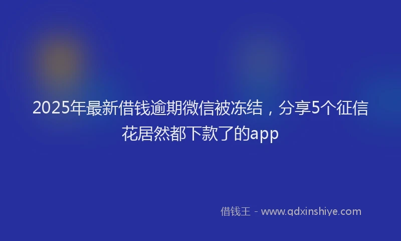 2025年最新借钱逾期微信被冻结，分享5个征信花居然都下款了的app