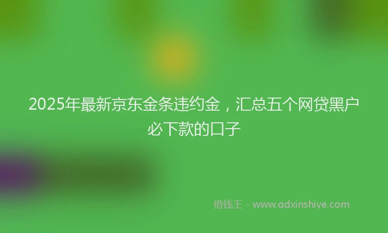 2025年最新京东金条违约金，汇总五个网贷黑户必下款的口子