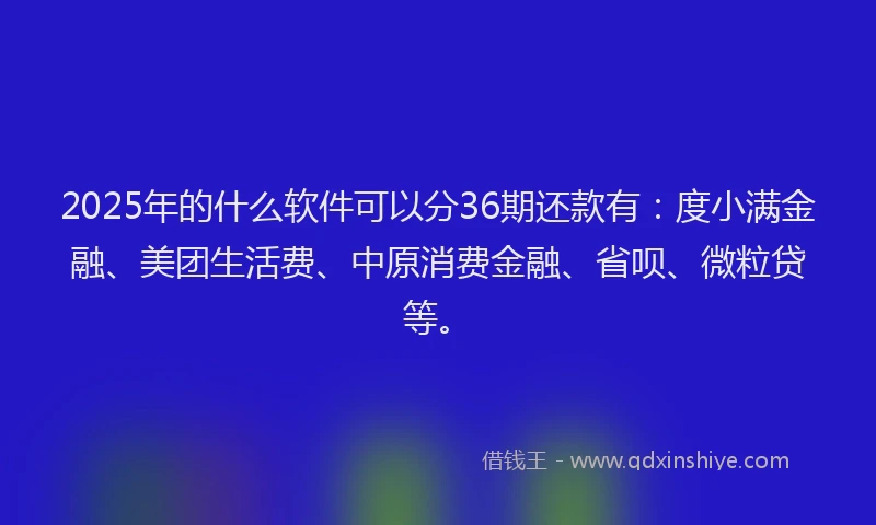2025年的什么软件可以分36期还款有：度小满金融、美团生活费、中原消费金融、省呗、微粒贷等。