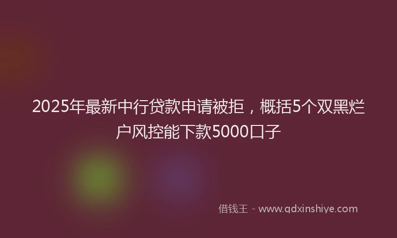 2025年最新中行贷款申请被拒，概括5个双黑烂户风控能下款5000口子