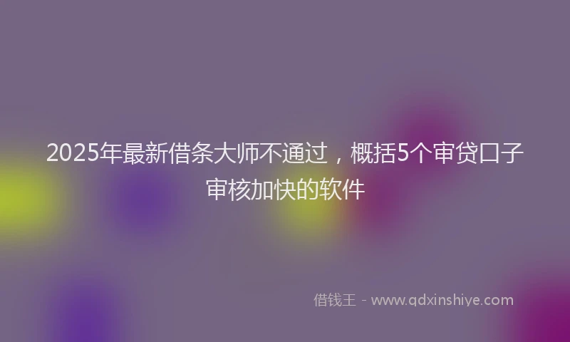 2025年最新借条大师不通过，概括5个审贷口子审核加快的软件