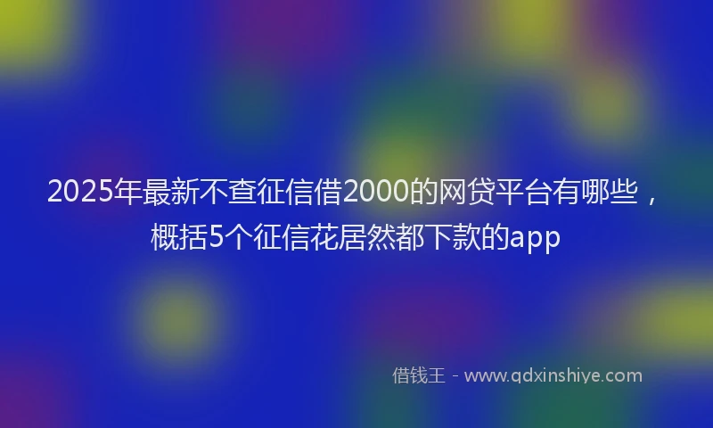 2025年最新不查征信借2000的网贷平台有哪些，概括5个征信花居然都下款的app