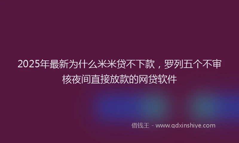 2025年最新为什么米米贷不下款，罗列五个不审核夜间直接放款的网贷软件