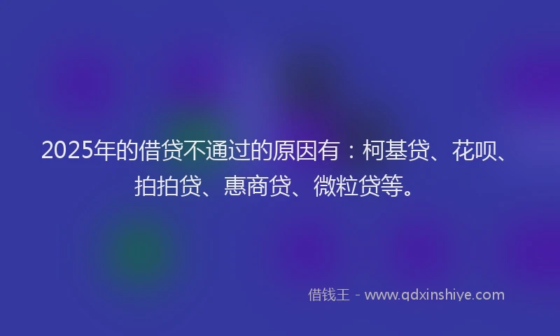 2025年的借贷不通过的原因有：柯基贷、花呗、拍拍贷、惠商贷、微粒贷等。