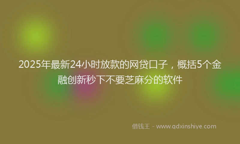 2025年最新24小时放款的网贷口子，概括5个金融创新秒下不要芝麻分的软件