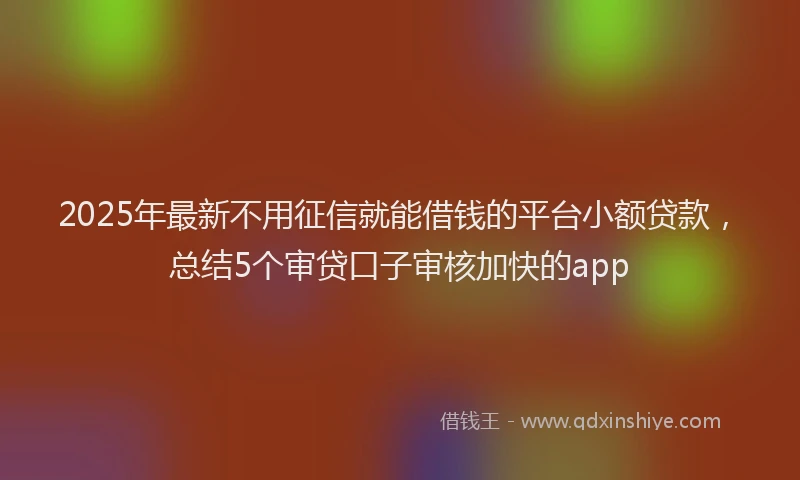 2025年最新不用征信就能借钱的平台小额贷款，总结5个审贷口子审核加快的app