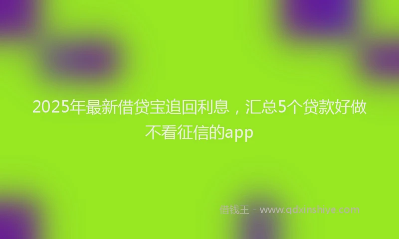 2025年最新借贷宝追回利息，汇总5个贷款好做不看征信的app