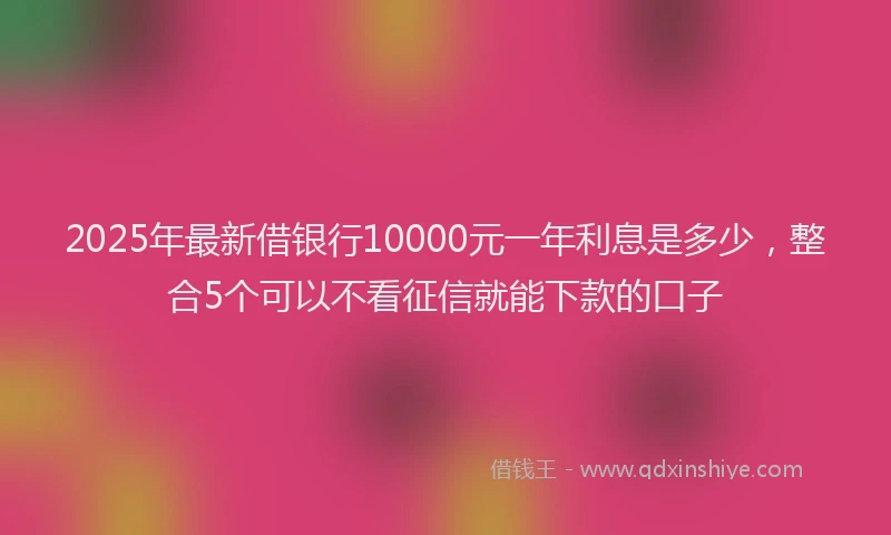 2025年最新借银行10000元一年利息是多少，整合5个可以不看征信就能下款的口子