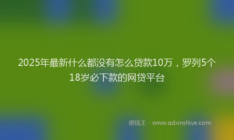 2025年最新什么都没有怎么贷款10万，罗列5个18岁必下款的网贷平台