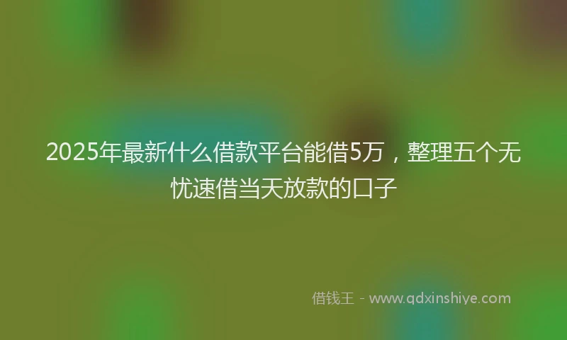 2025年最新什么借款平台能借5万，整理五个无忧速借当天放款的口子