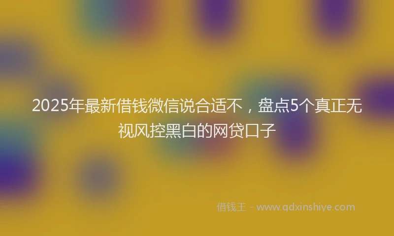 2025年最新借钱微信说合适不，盘点5个真正无视风控黑白的网贷口子