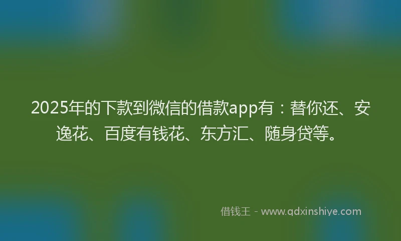 2025年的下款到微信的借款app有：替你还、安逸花、百度有钱花、东方汇、随身贷等。
