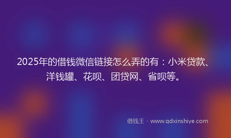2025年的借钱微信链接怎么弄的有：小米贷款、洋钱罐、花呗、团贷网、省呗等。