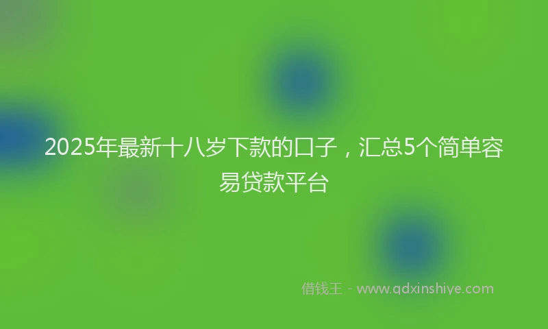 2025年最新十八岁下款的口子，汇总5个简单容易贷款平台