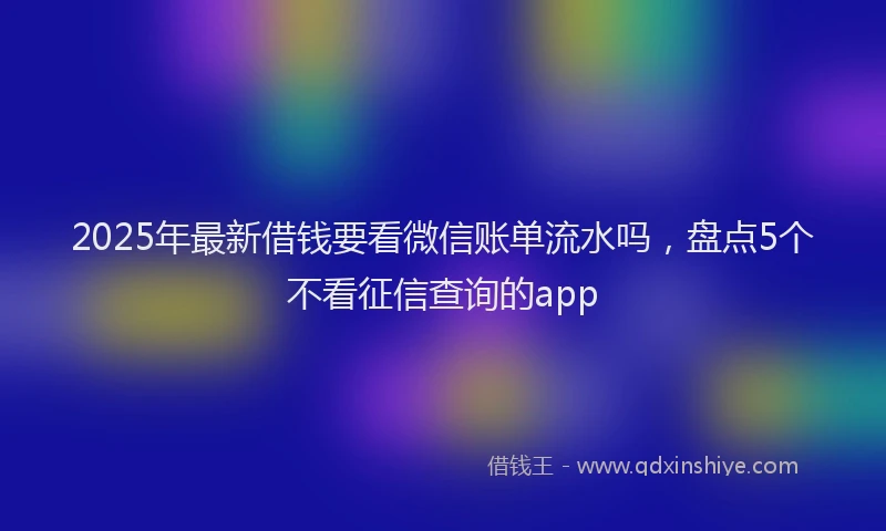 2025年最新借钱要看微信账单流水吗，盘点5个不看征信查询的app