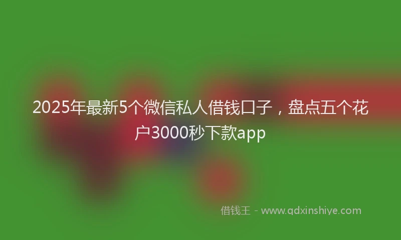 2025年最新5个微信私人借钱口子，盘点五个花户3000秒下款app