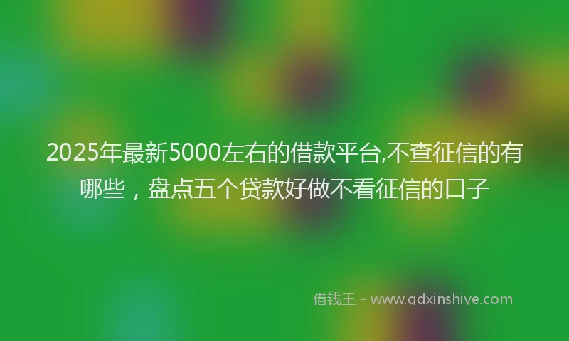 2025年最新5000左右的借款平台,不查征信的有哪些，盘点五个贷款好做不看征信的口子