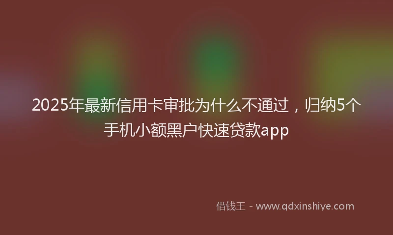 2025年最新信用卡审批为什么不通过，归纳5个手机小额黑户快速贷款app