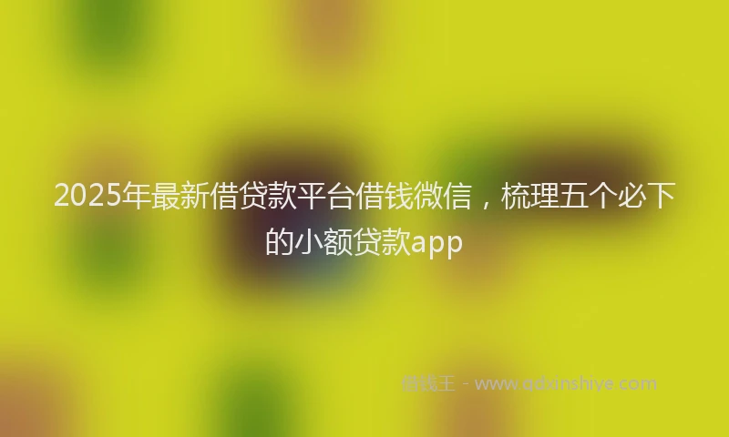2025年最新借贷款平台借钱微信，梳理五个必下的小额贷款app