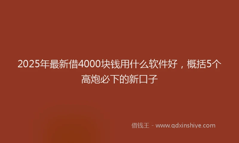 2025年最新借4000块钱用什么软件好，概括5个高炮必下的新口子