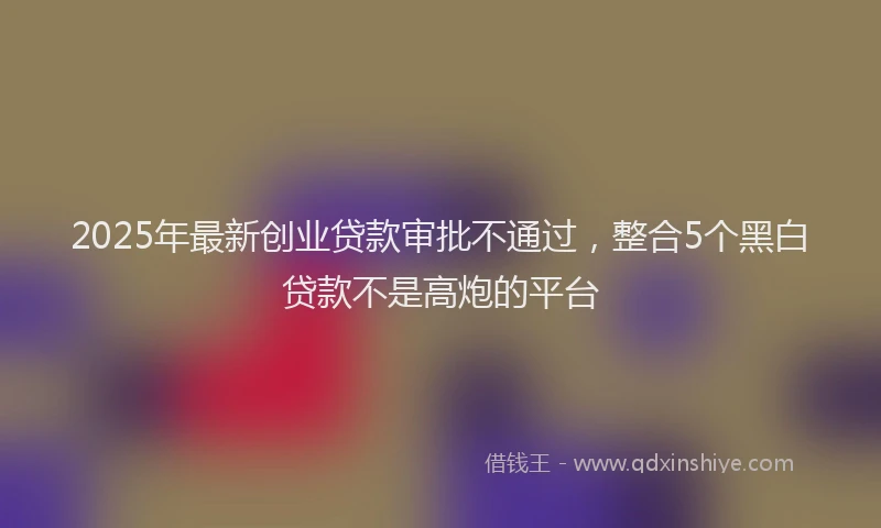 2025年最新创业贷款审批不通过，整合5个黑白贷款不是高炮的平台