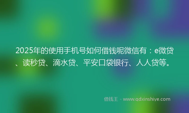 2025年的使用手机号如何借钱呢微信有：e微贷、读秒贷、滴水贷、平安口袋银行、人人贷等。