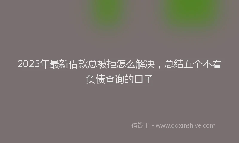 2025年最新借款总被拒怎么解决，总结五个不看负债查询的口子
