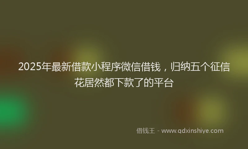 2025年最新借款小程序微信借钱，归纳五个征信花居然都下款了的平台